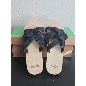Sanuk Women's Size 6 Sandals Black Tan Fraidy Slide New